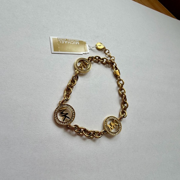 Michael Kors Gold-Tone Chain Bracelet with Logo Charms - Picture 5 of 15